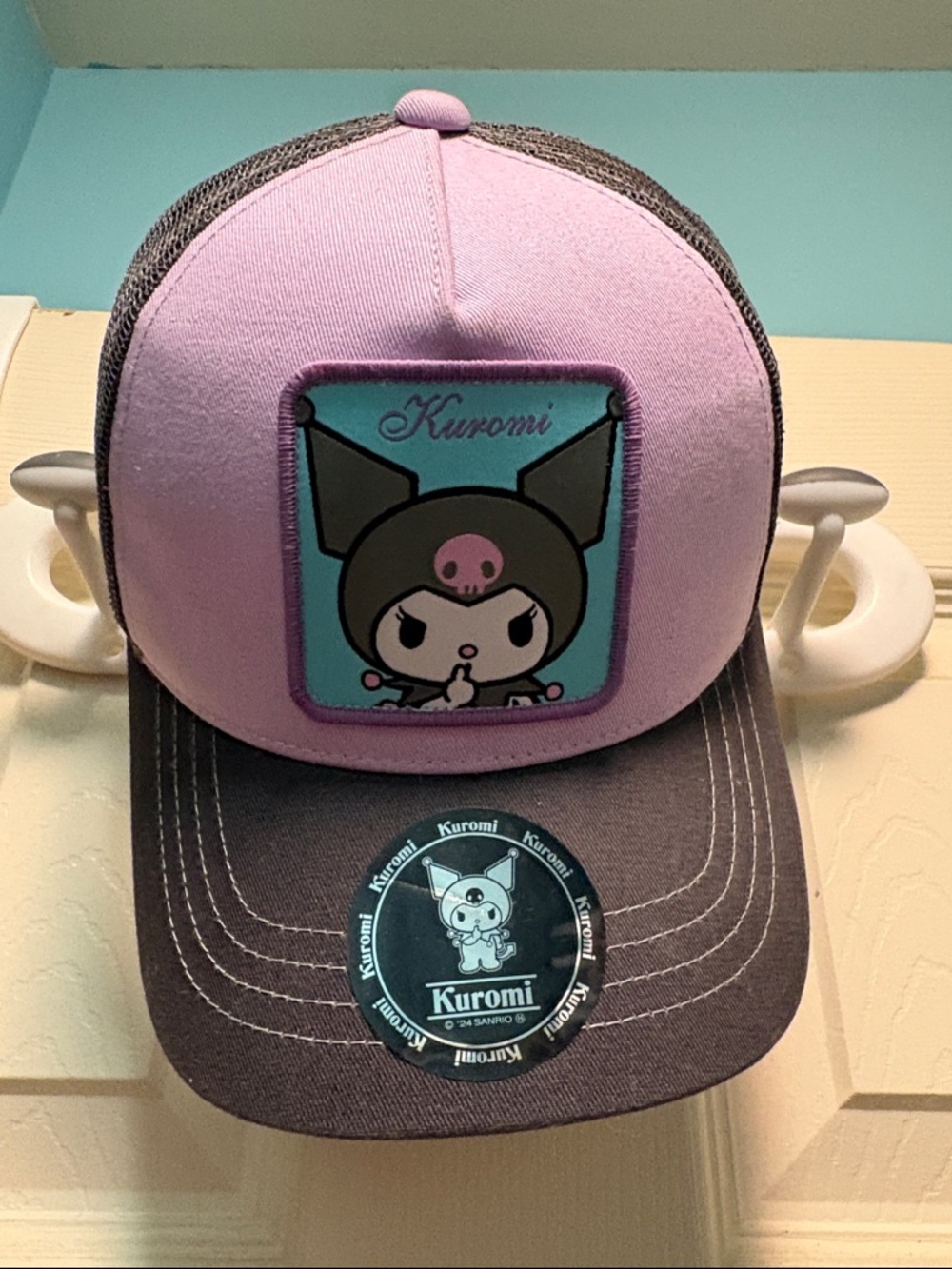 Sanrio Gray and Black Trucker Hat with Character Label